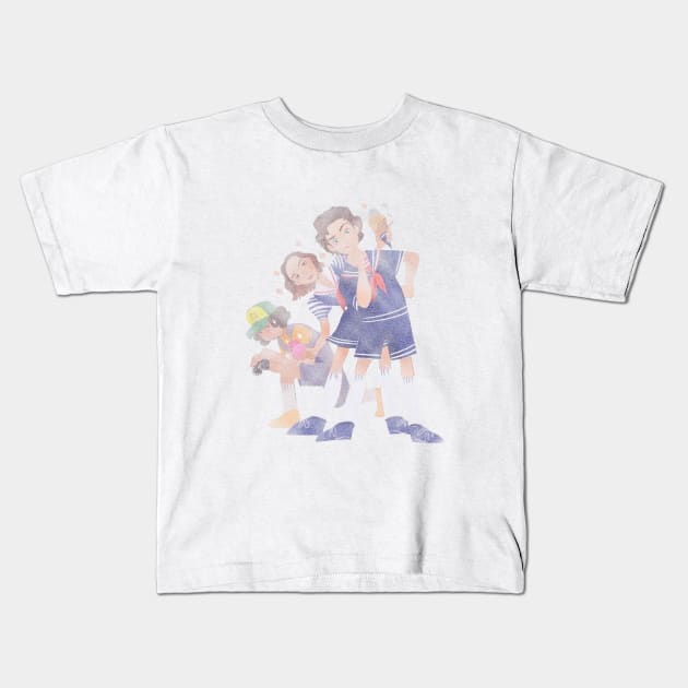 Stranger Boys Detective Squad Kids T-Shirt by Uwaki